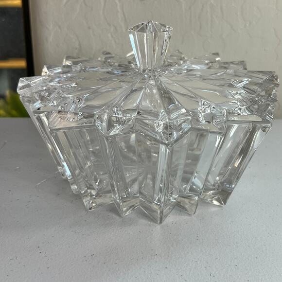 Crystal Box Star With Heavy Lead Shaped Clear Cut Trinket/Jewelry - Picture 2 of 14